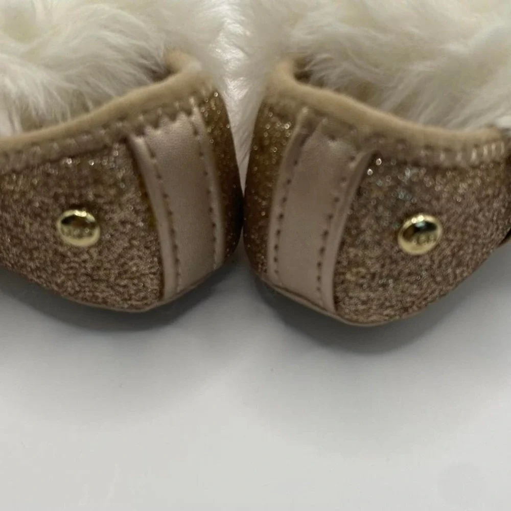 UGG Baby Infant Sparkle‎ Gold Fur Slip-On Shoes Size 0/1 USA Soft Sole